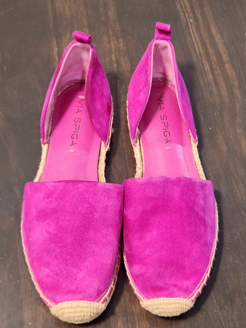 Via Spiga Brisa d'Orsay Espadrilles Womens 6.5 Hot Pink Suede Flats Shoes - Picture 9 of 12
